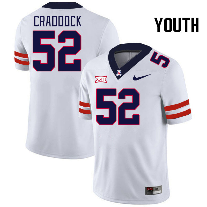 Youth #52 Brandon Craddock Arizona Wildcats Big 12 Conference College Football Jerseys Stitched-Whit